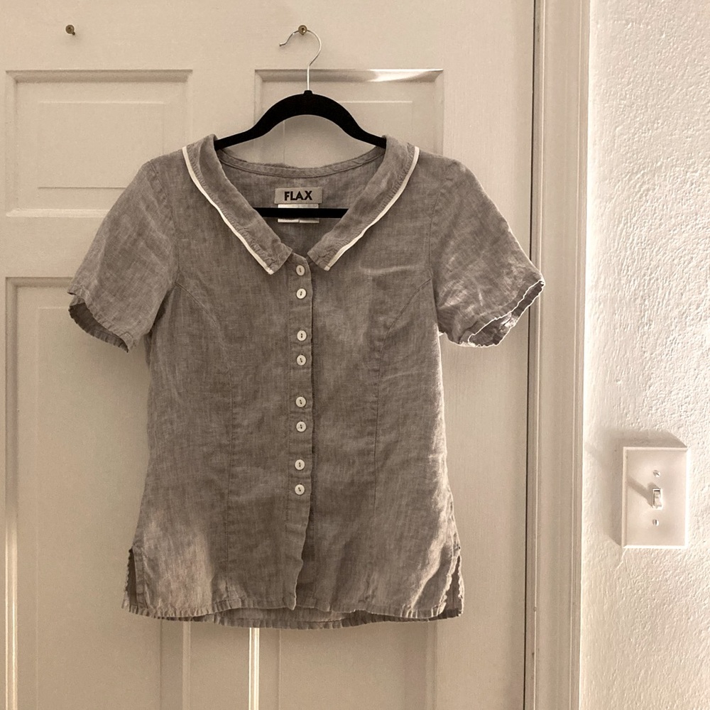 FLAX Grey Tailored Linen Shirt